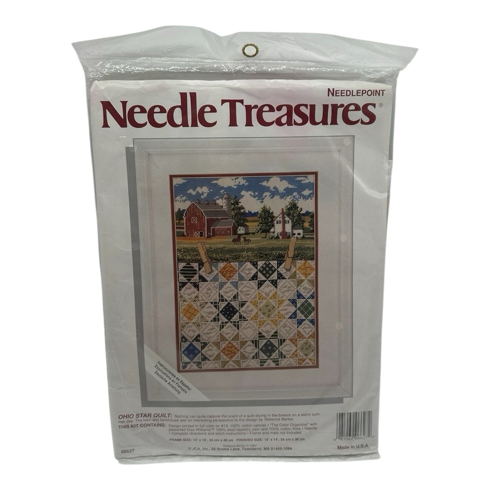 VTG Needle Treasures Needlepoint Kit Ohio Star Quilt 06627 Barn Farm House‎ 1997